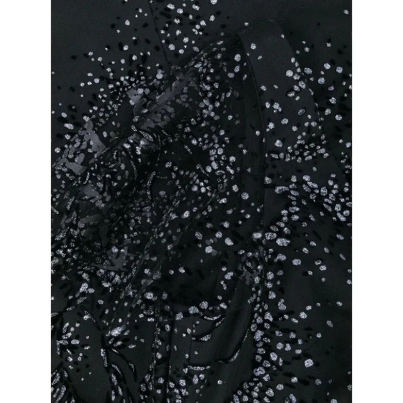 NWT Marchesa Notte Black Lace V-Neck Flocked Midi Dress $495 - Picture 7 of 7